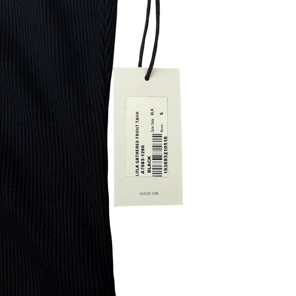NWT AGOLDE Lola Gathered Front Tank Sz Small Black - Picture 3 of 7